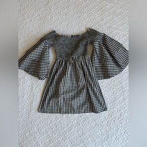 Black and White Gingham Off-Shoulder dress